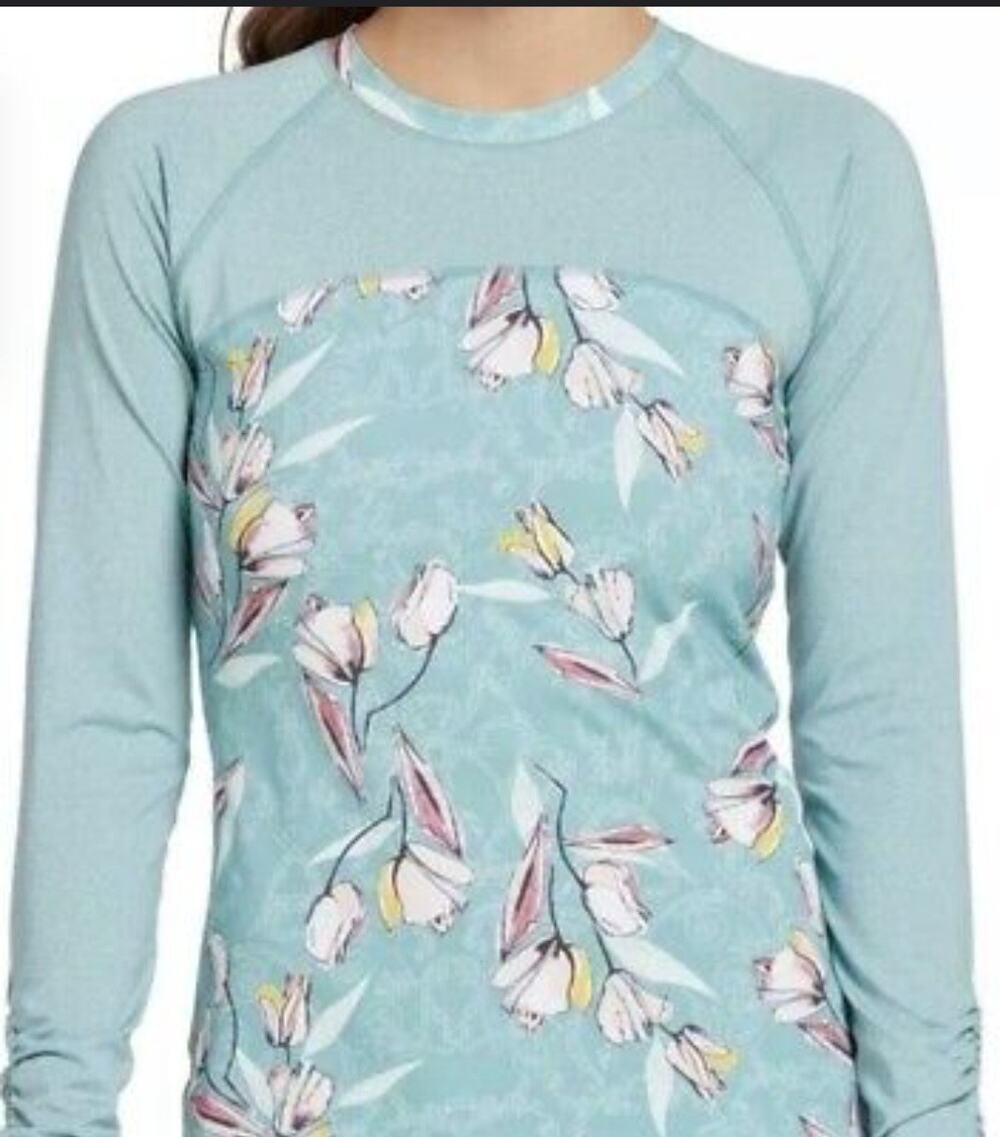 Calia by Carrie Underwood Long Sleeve Tropical Rash Guard Size Med